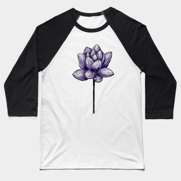 Blue Lotus flower Baseball T-Shirt by amyliafaizalart